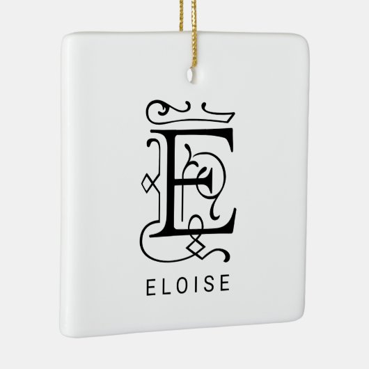Letter E Elegant Monogram Kerst Ornament (Rechts)