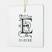 Letter E Elegant Monogram Kerst Ornament (Links)