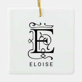 Letter E Elegant Monogram Kerst Ornament