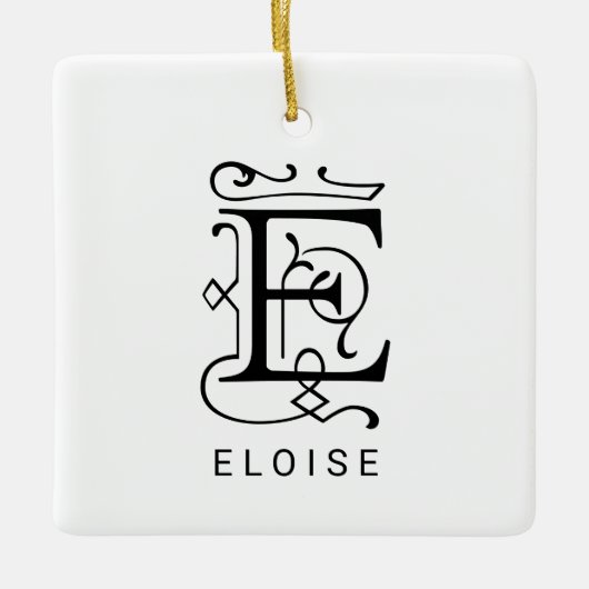 Letter E Elegant Monogram Kerst Ornament (Voorkant)