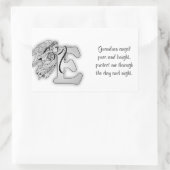 Letter E engel monogram alfabet initiaal zwart en Rechthoekige Sticker (Tas)