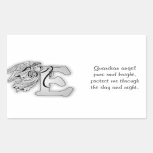 Letter E engel monogram alfabet initiaal zwart en Rechthoekige Sticker