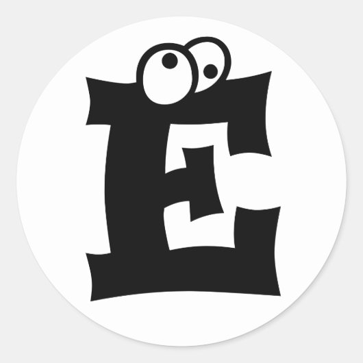 Letter E Eyeballs Alphabet van Janz White Ronde Sticker (Voorkant)