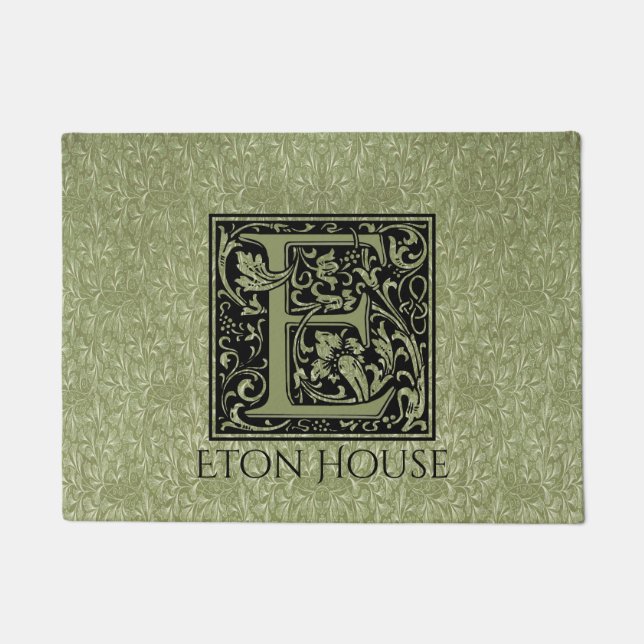 Letter E First Letter Monogram Aangepast Deurmat (Voorkant)