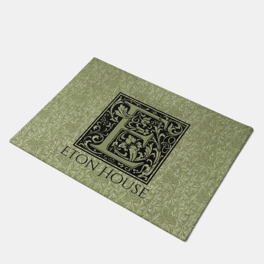 Letter E First Letter Monogram Aangepast Deurmat (Schuin)