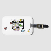 Letter E Floral Butterfly Monogram Initiaal Bagagelabel (Voorkant (horizontaal))