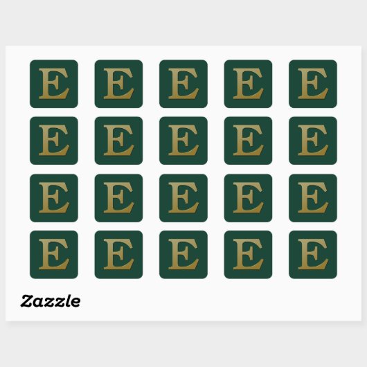 Letter E Gold Square Sticker (Vel)