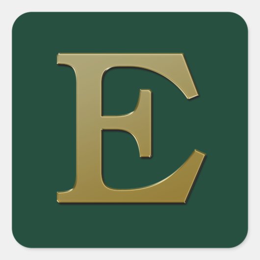 Letter E Gold Square Sticker (Voorkant)
