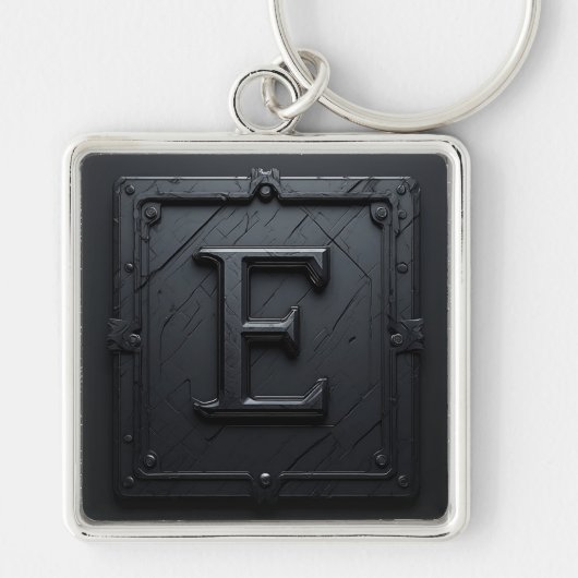 ⚔️ Letter E Gotische Monogramcadeau voor hem 🔑 Sleutelhanger (Voorkant)