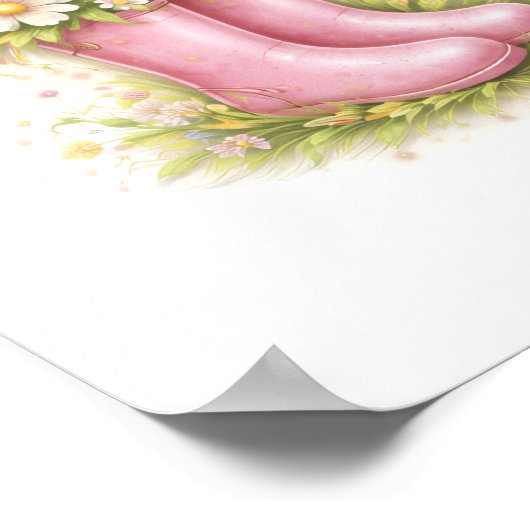 Letter E Goud Lente Natuur Monogram Vogel en Laars Poster (Hoek)