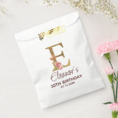 Letter E Gouden Monogram Roze Rozen Bedankzakje (Gezegeld)