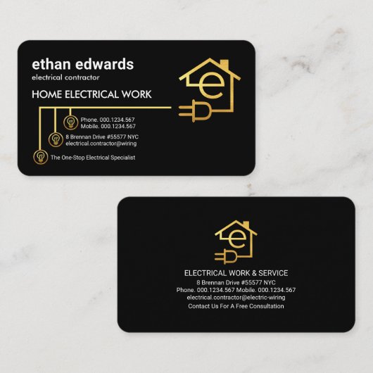 Letter-e-Home Electrical Circuit Visitekaartje (Voorkant / Achterkant)