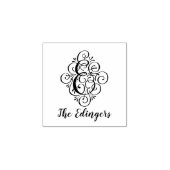 Letter E Initiaal Elegant Flourish Monogram Name Rubberstempel (Afrduk)