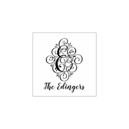 Letter E Initiaal Elegant Flourish Monogram Name Rubberstempel