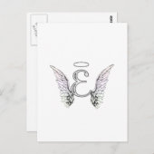 Letter E Initiaal Monogram met Angel Wings & Halo Briefkaart (Voorkant / Achterkant)