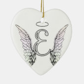 Letter E Initiaal Monogram met Angel Wings & Halo Keramisch Ornament (Rechts)