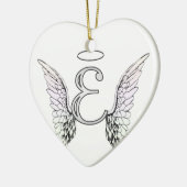 Letter E Initiaal Monogram met Angel Wings & Halo Keramisch Ornament (Links)