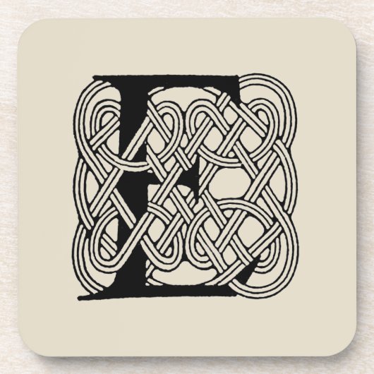 Letter E Keltische knoop Monogram Bier Onderzetter (Voorkant)