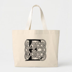 Letter E Keltische knoop Monogram Grote Tote Bag