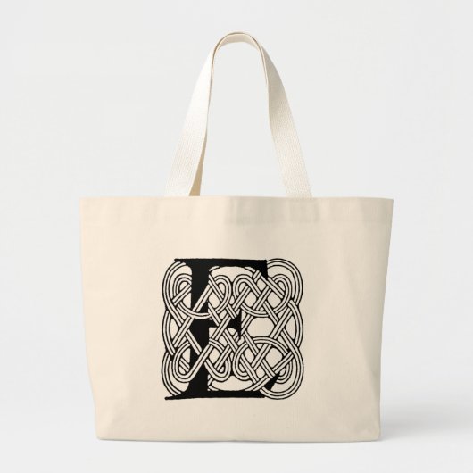 Letter E Keltische knoop  Monogram Grote Tote Bag (Voorkant)
