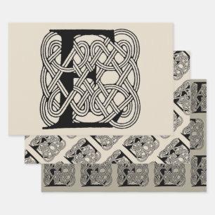 Letter E Keltische knoop  Monogram Inpakpapier Vel