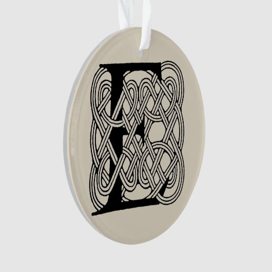 Letter E Keltische knoop  Monogram Ornament (voorkant)