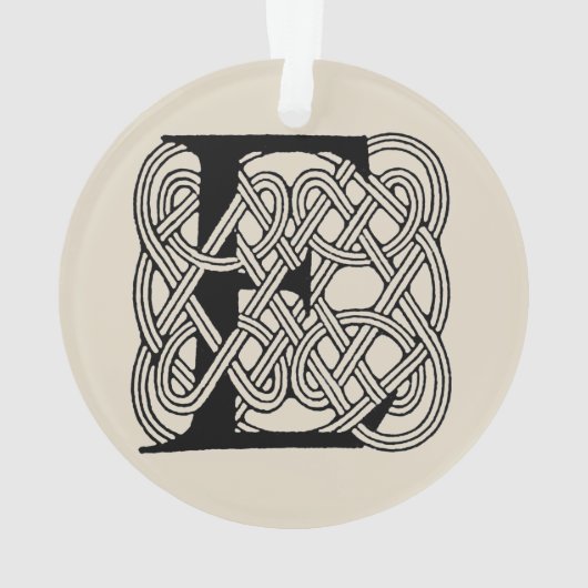 Letter E Keltische knoop  Monogram Ornament (achterkant)