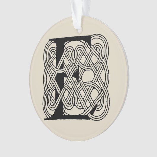 Letter E Keltische knoop  Monogram Ornament (voorkant)