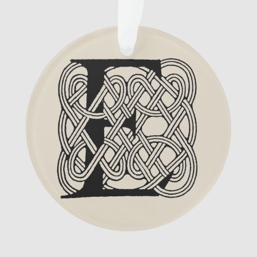 Letter E Keltische knoop  Monogram Ornament (voorkant)