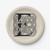 Letter E Keltische knoop  Monogram Papieren Bordje (Voorkant)