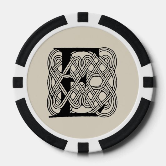 Letter E Keltische knoop  Monogram Poker Chips (Voorkant)