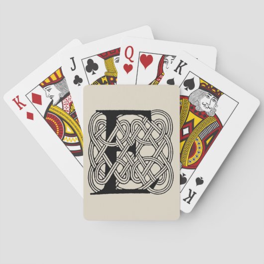Letter E Keltische knoop  Monogram Pokerkaarten (Achterkant)