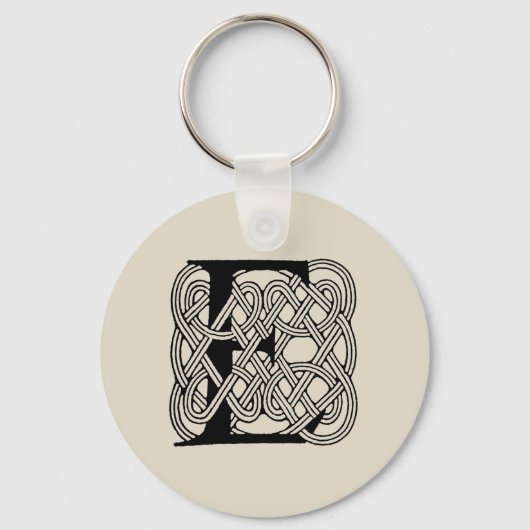 Letter E Keltische knoop Monogram Sleutelhanger (Voorkant)