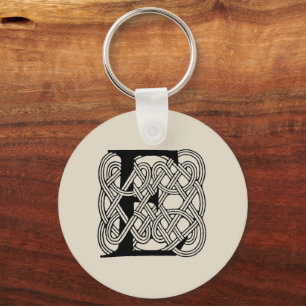 Letter E Keltische knoop  Monogram Sleutelhanger