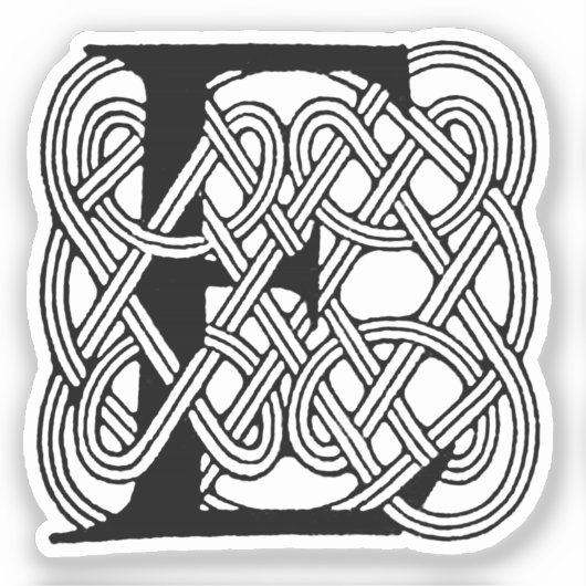 Letter E Keltische knoop Monogram Sticker (Voorkant)