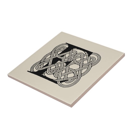 Letter E Keltische knoop  Monogram Tegeltje (Zijkant)