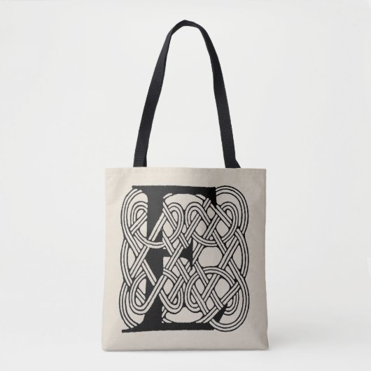 Letter E Keltische knoop Monogram Tote Bag (Voorkant)