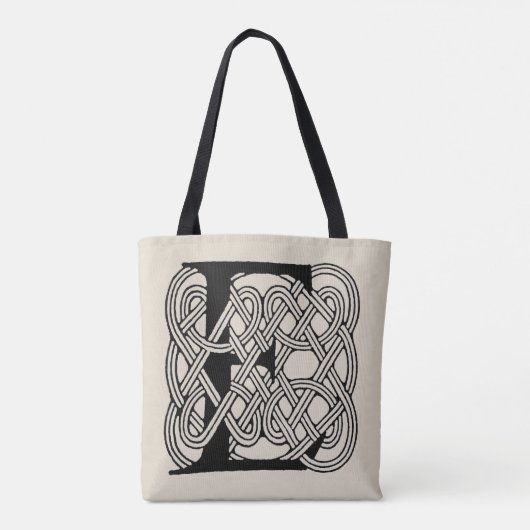 Letter E Keltische knoop  Monogram Tote Bag (Achterkant)