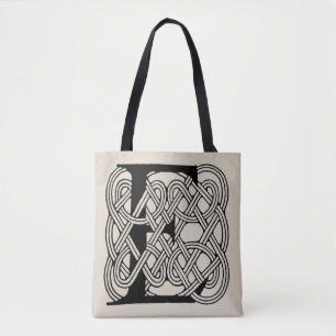 Letter E Keltische knoop Monogram Tote Bag
