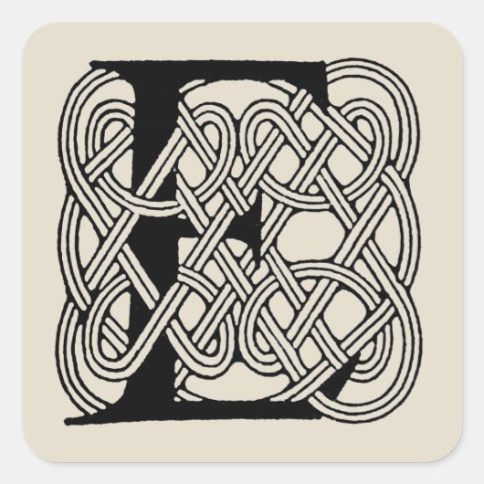 Letter E Keltische knoop  Monogram Vierkante Sticker (Voorkant)