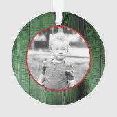 *~* Letter E-kerstfoto Rustic Wood AP44 Ornament (achterkant)