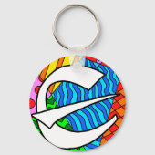 Letter E Kleurrijke Doodles Sleutelhanger (Achterkant)