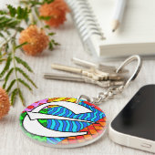 Letter E Kleurrijke Doodles Sleutelhanger (Voorkant Rechts)