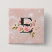 Letter E Knop Vierkante Button 5,1 Cm (Voorkant)