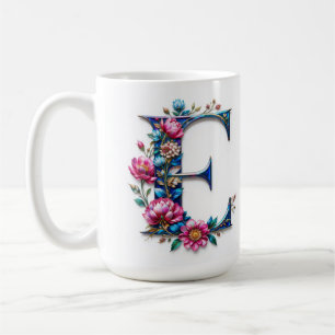 Letter E Koffie Mok – Bloemontwerp voor Gifting