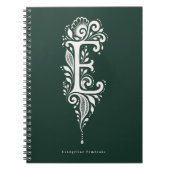 Letter E Linocut Botanische Monogram Notitieboek (Voorkant)