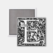 Letter E Medieval Monogram  Initiaal Magneet (Voorkant / Achterkant)