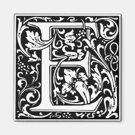 Letter E Medieval Monogram  Initiaal Magneet