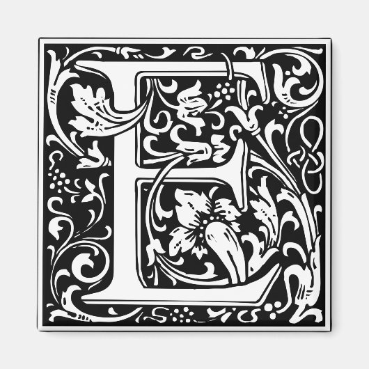 Letter E Medieval Monogram  Initiaal Magneet (Voorkant)