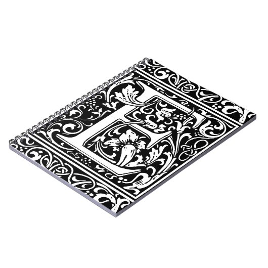 Letter E Medieval Monogram Initiaal Notitieboek (Linkerzijde)